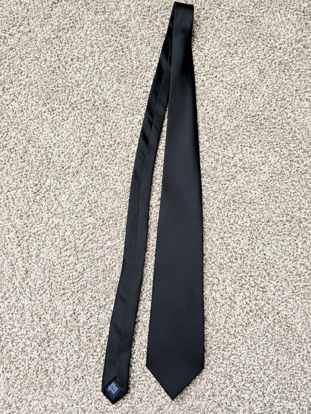 John Ashford Black Solid Silk Neck Tie Classic Men's Formal Business - Picture 5 of 5